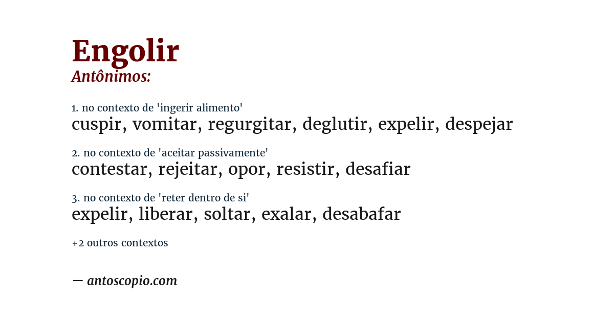 Antônimo de engolir