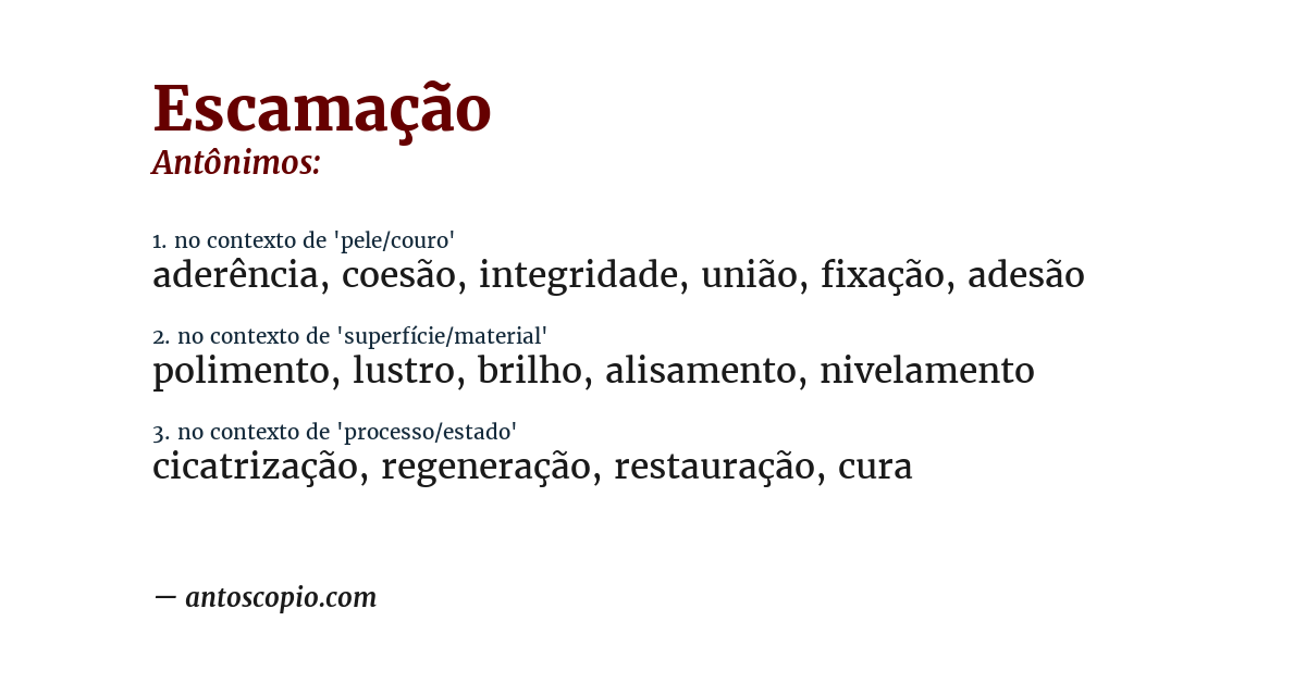 Antônimo de escamação