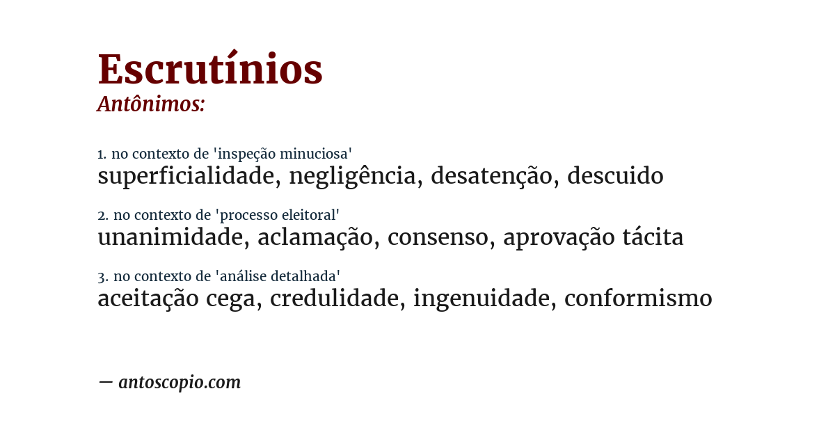 Antônimo de escrutínios