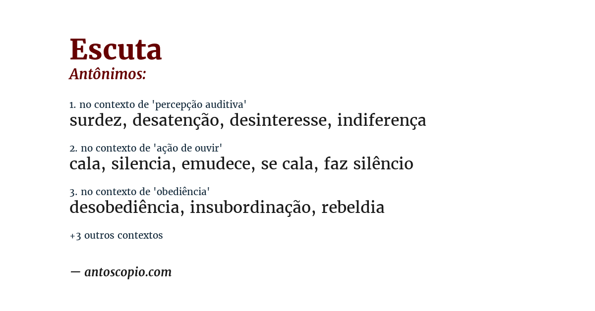 Antônimo de escuta