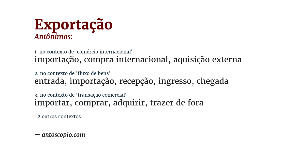 Antônimo de exportação