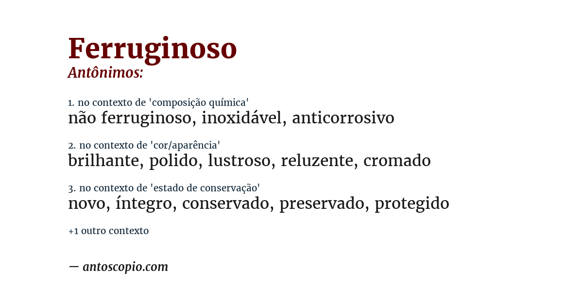 Antônimo de ferruginoso