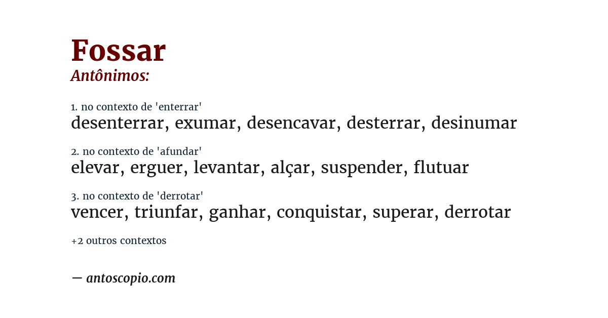 Antônimo de fossar