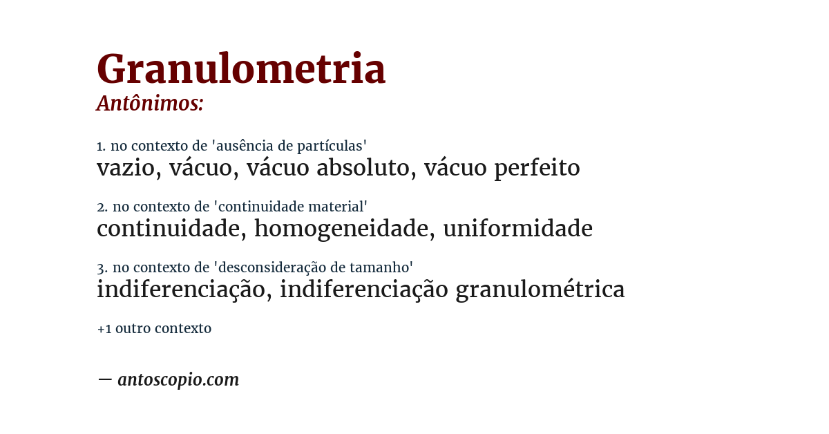 Antônimo de granulometria