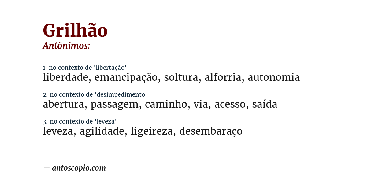 Antônimo de grilhão