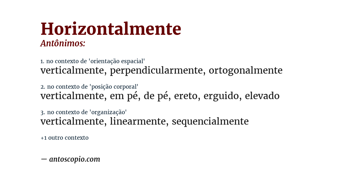 Antônimo de horizontalmente