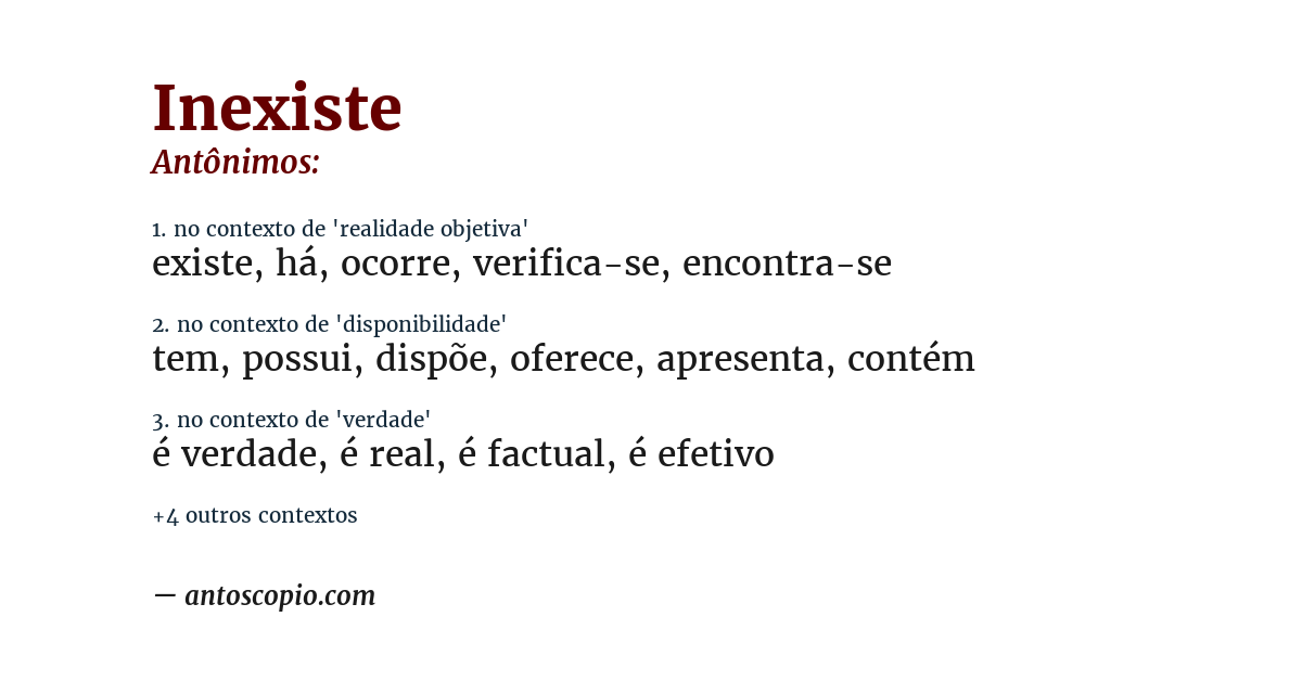 Antônimo de inexiste