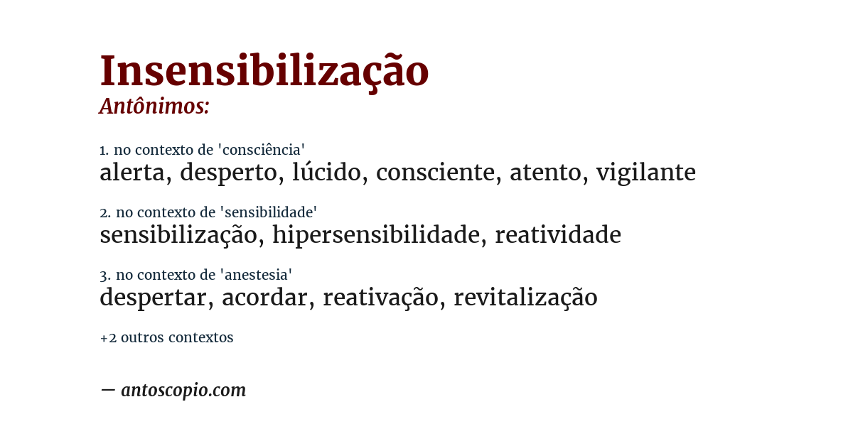 Antônimo de insensibilização