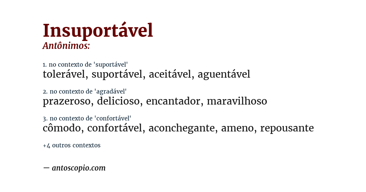 Antônimo de insuportável