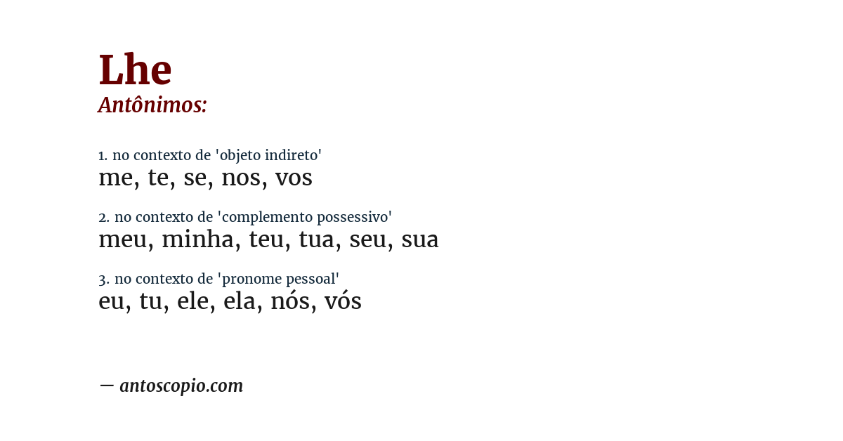 Antônimo de lhe