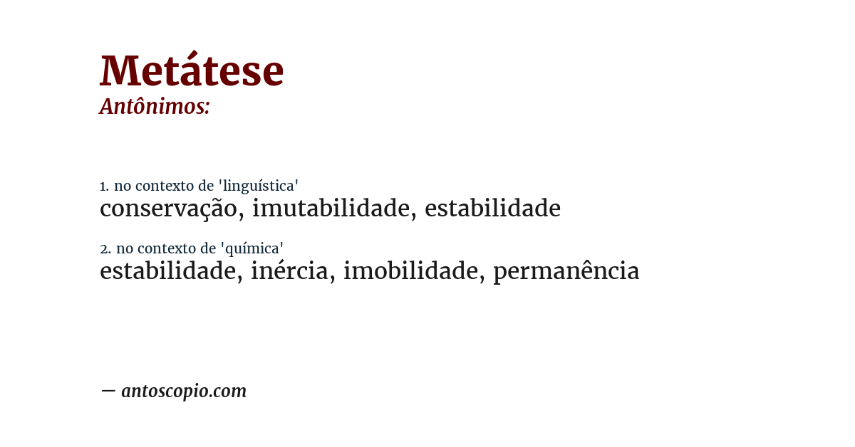 Antônimo de metátese