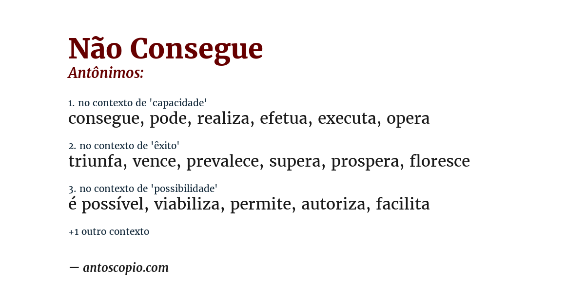 Antônimo de não consegue
