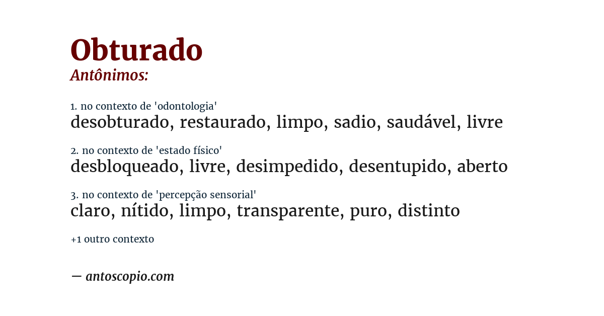 Antônimo de obturado