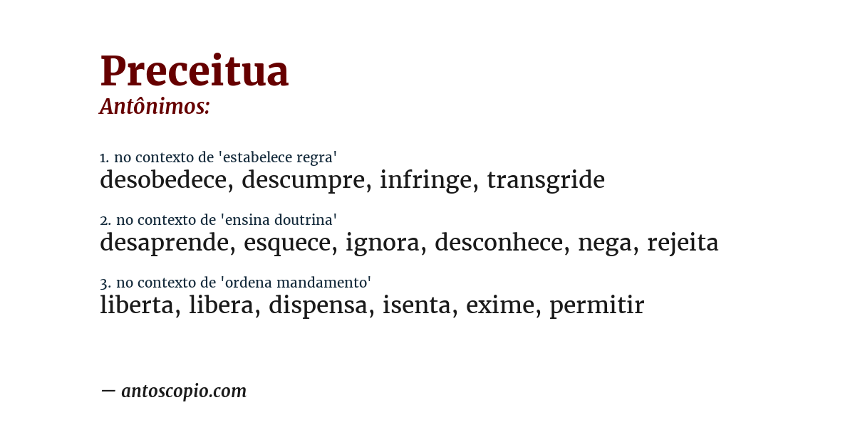 Antônimo de preceitua