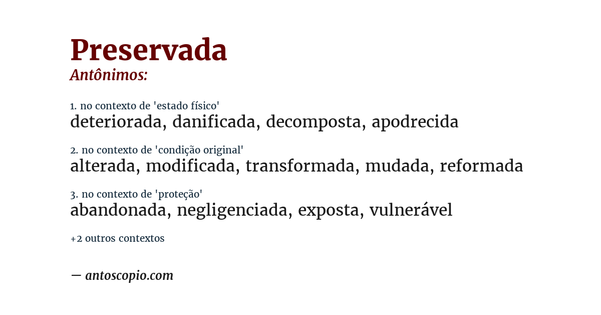 Antônimo de preservada