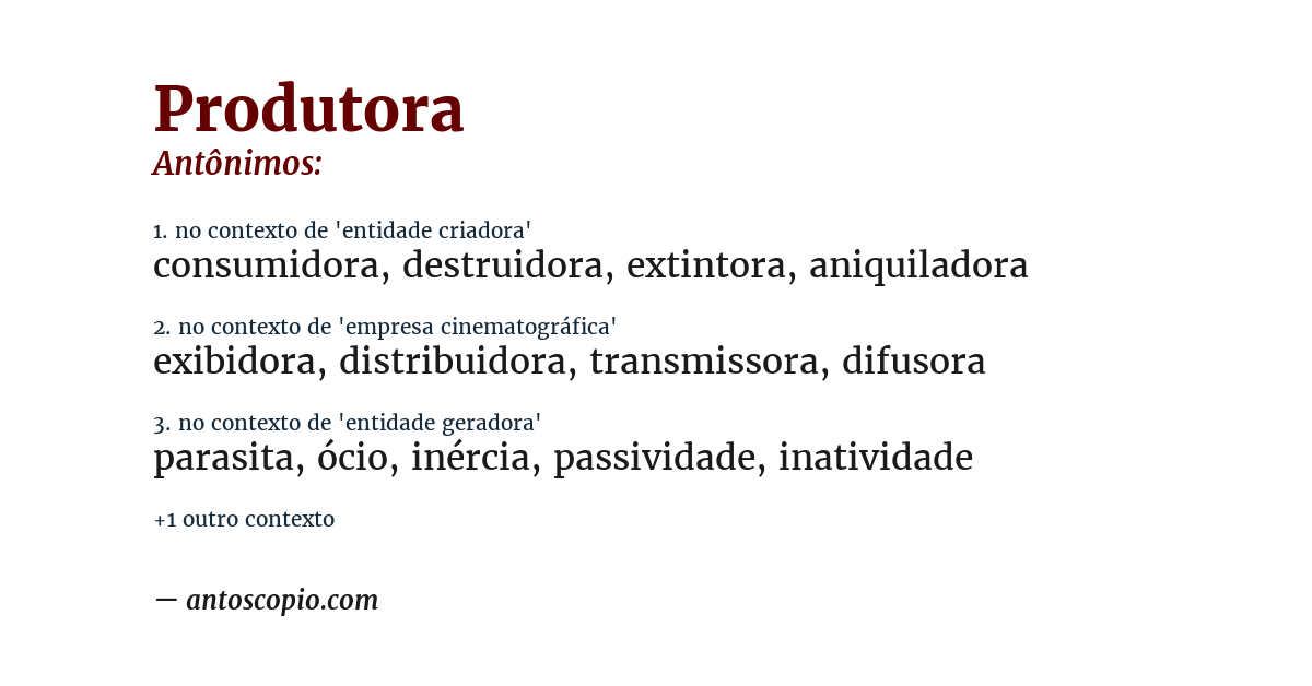 Antônimo de produtora