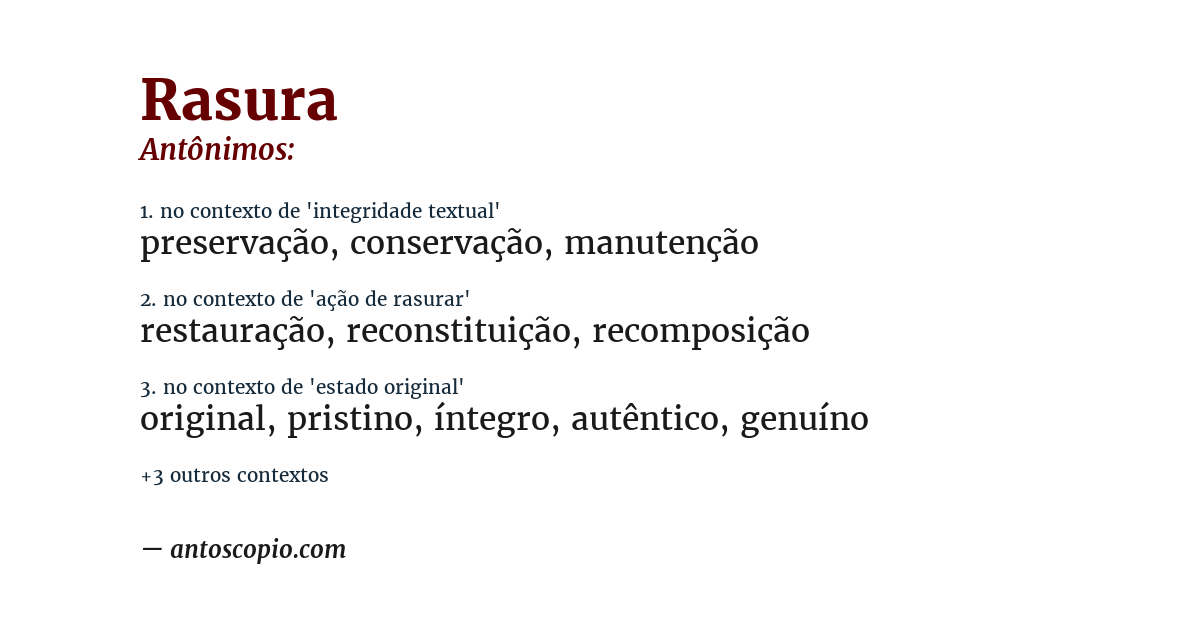 Antônimo de rasura