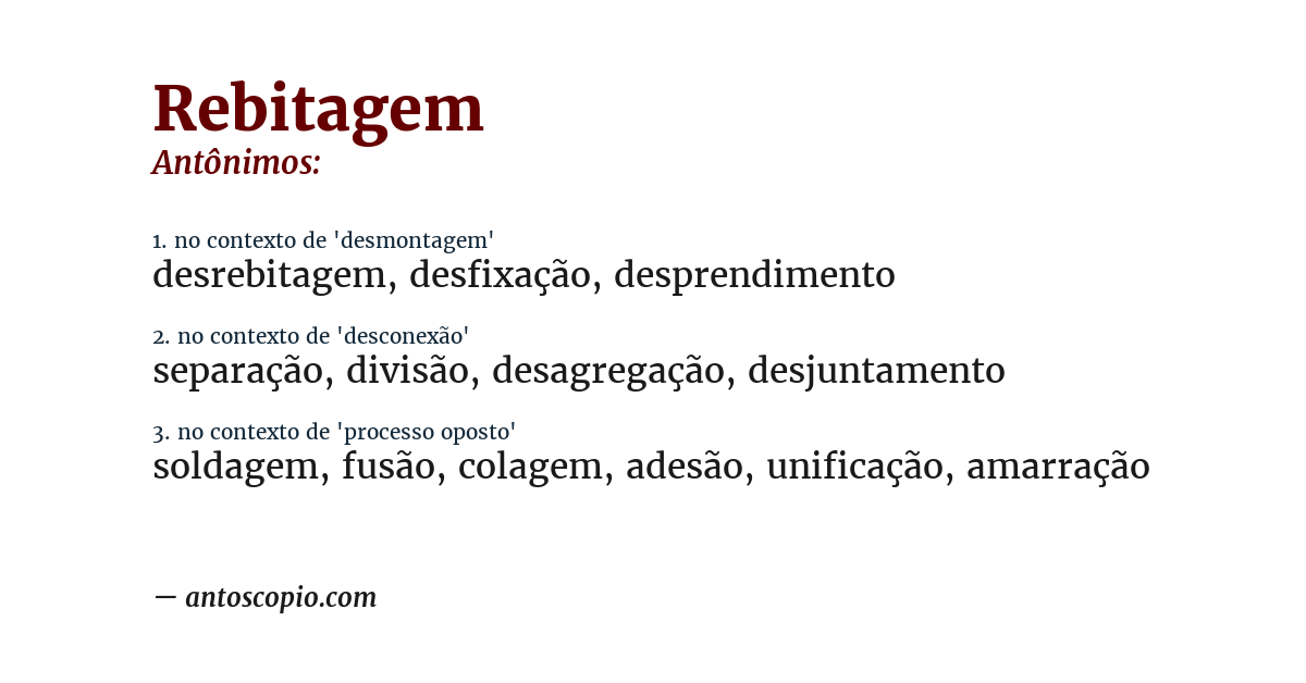 Antônimo de rebitagem