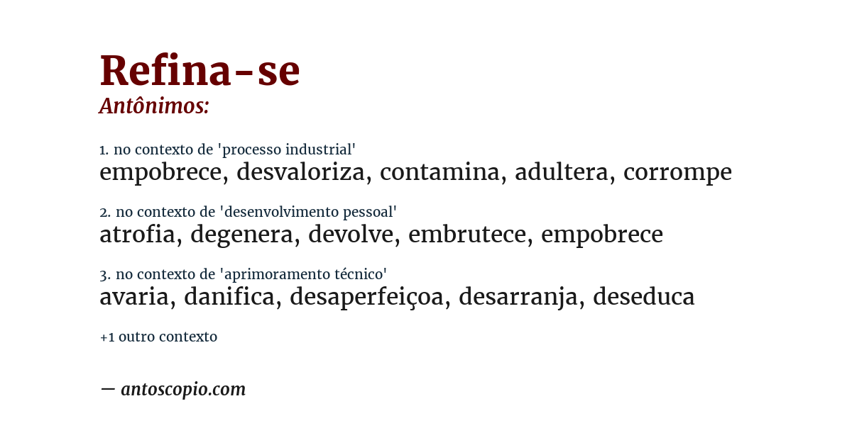 Antônimo de refina-se