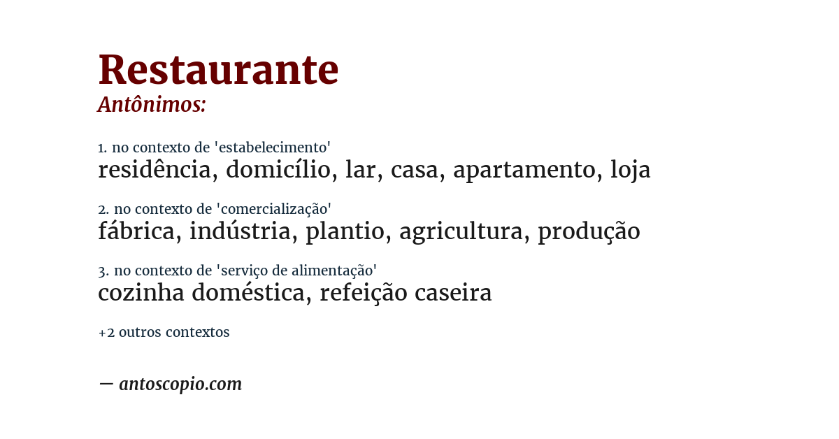 Antônimo de restaurante