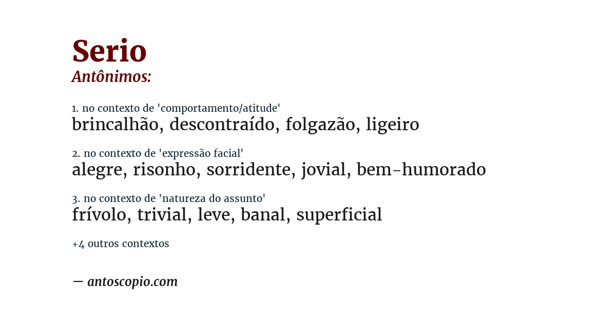 Antônimo de serio