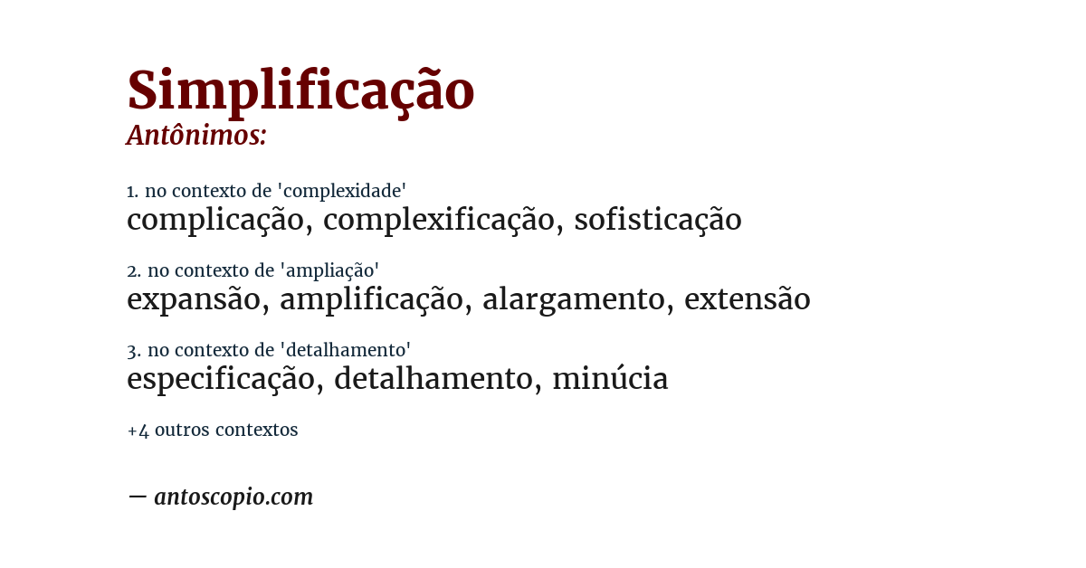 Antônimo de simplificação