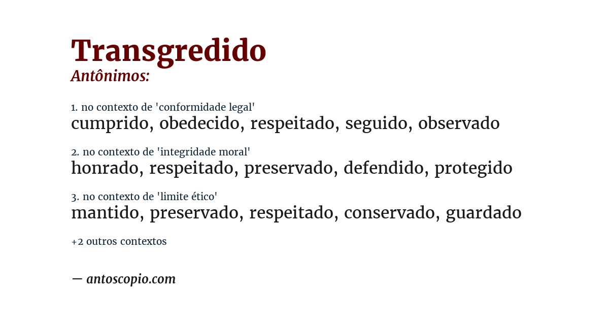 Antônimo de transgredido