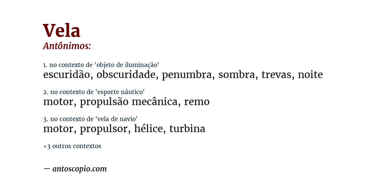 Antônimo de vela