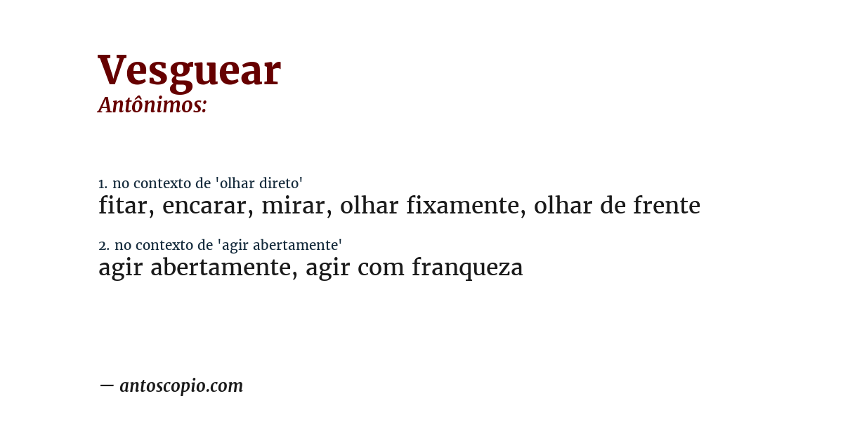 Antônimo de vesguear