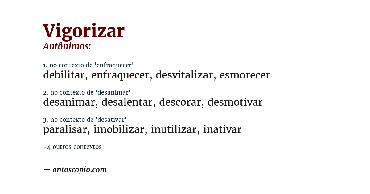 Antônimo de vigorizar