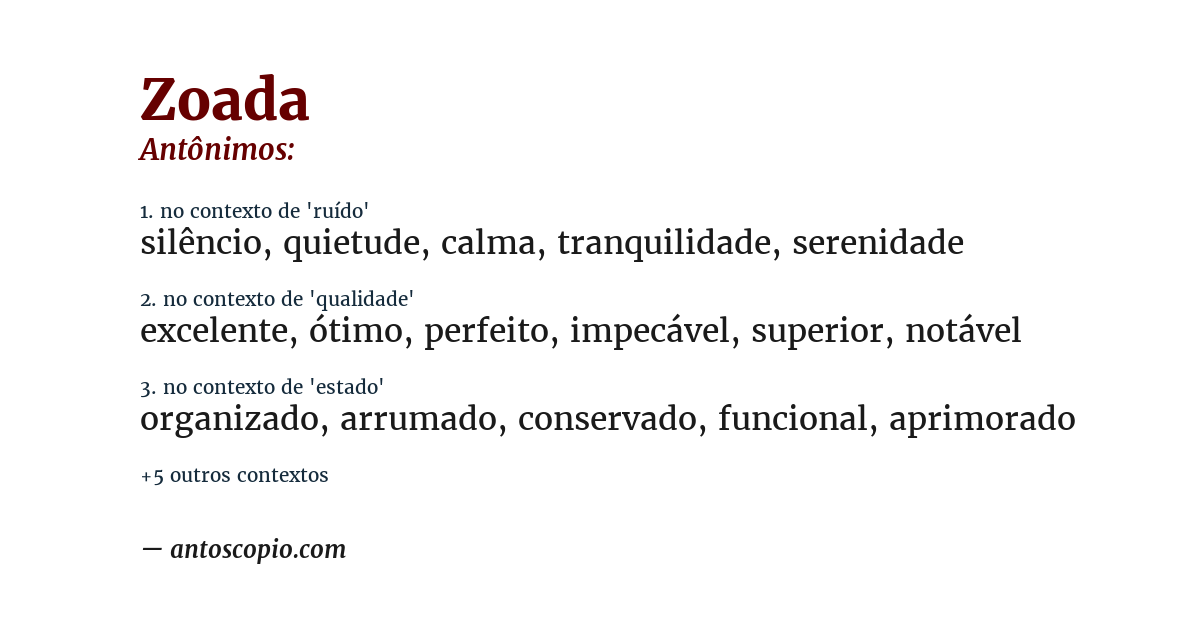 Antônimo de zoada