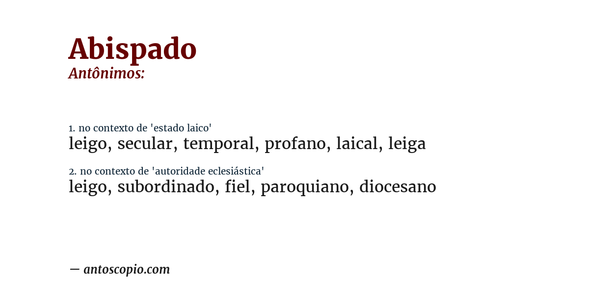 Antônimo de abispado