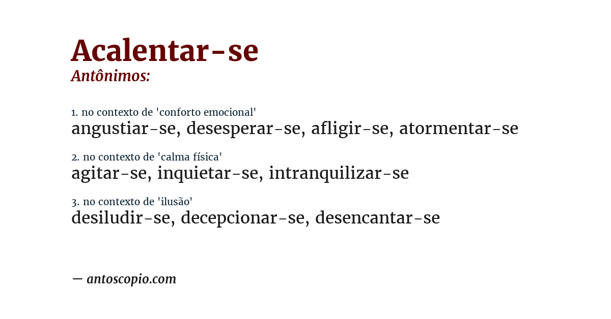 Antônimo de acalentar-se