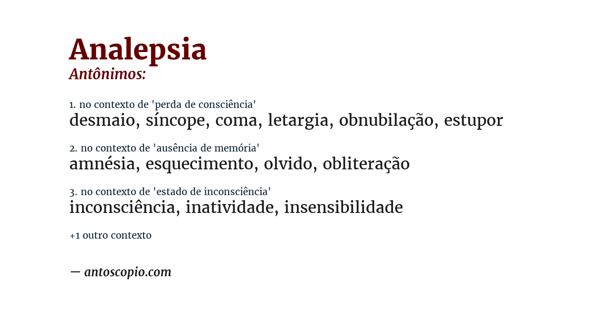 Antônimo de analepsia