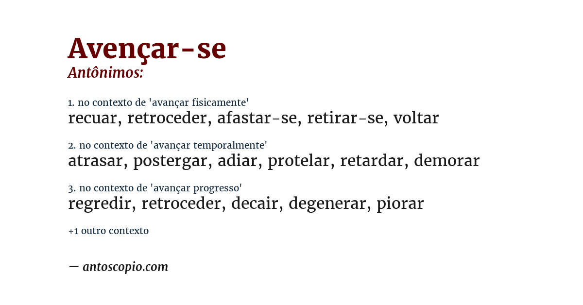 Antônimo de avençar-se