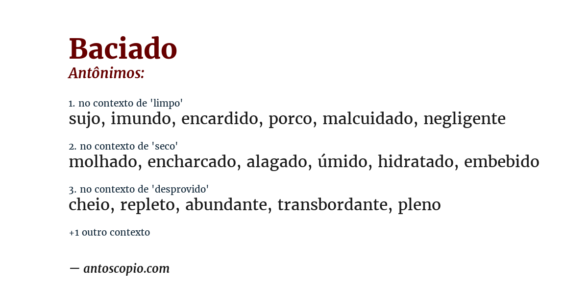 Antônimo de baciado