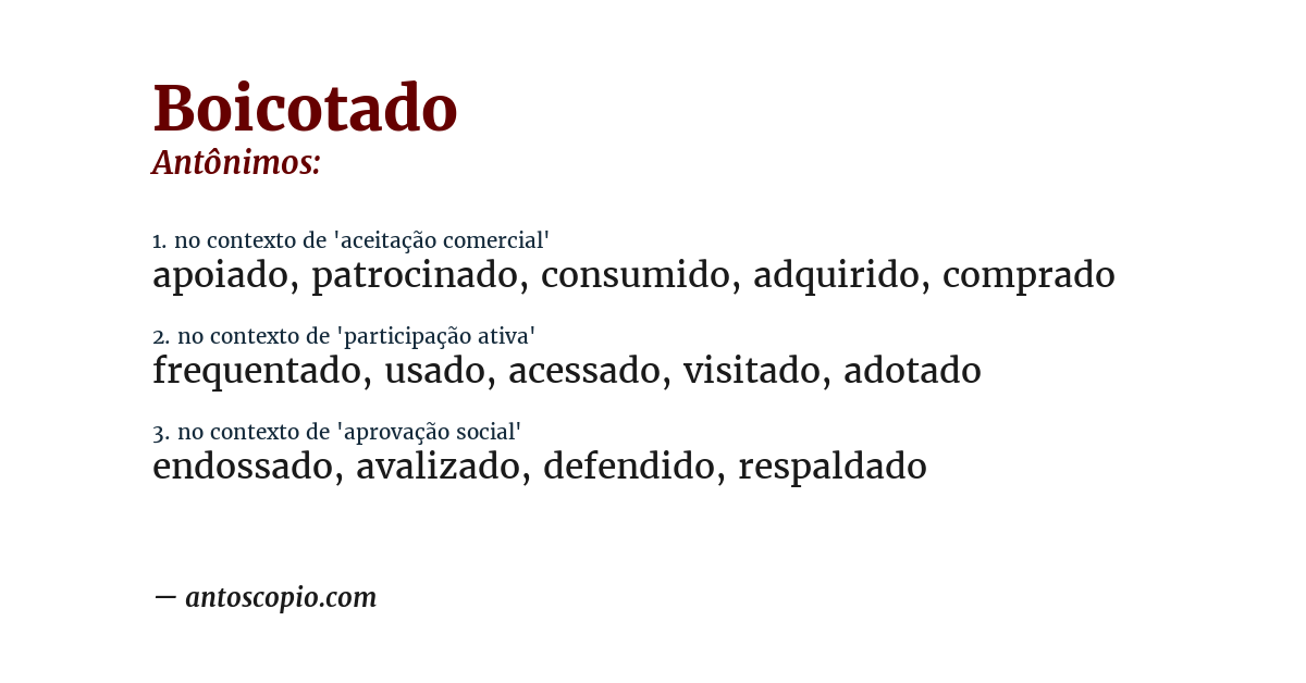 Antônimo de boicotado