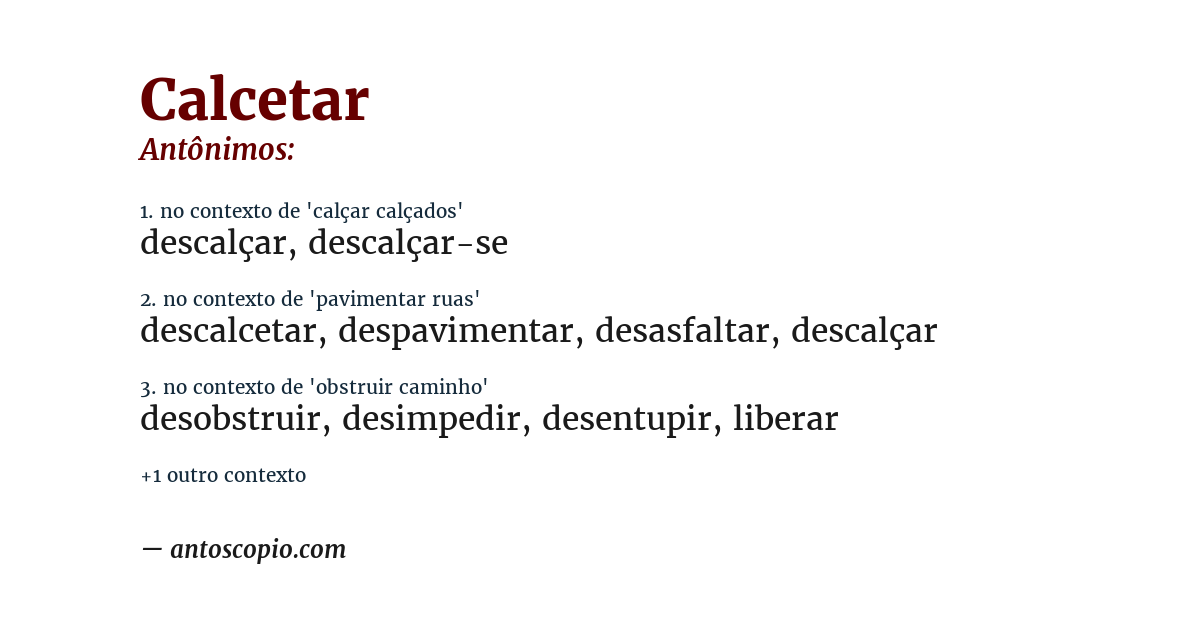 Antônimo de calcetar