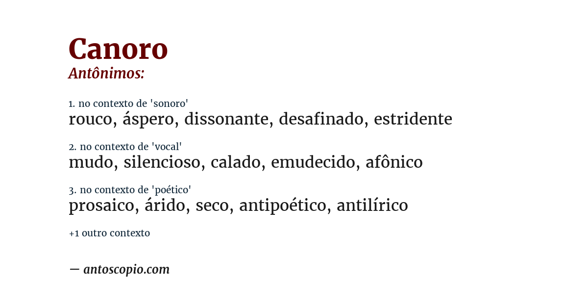 Antônimo de canoro