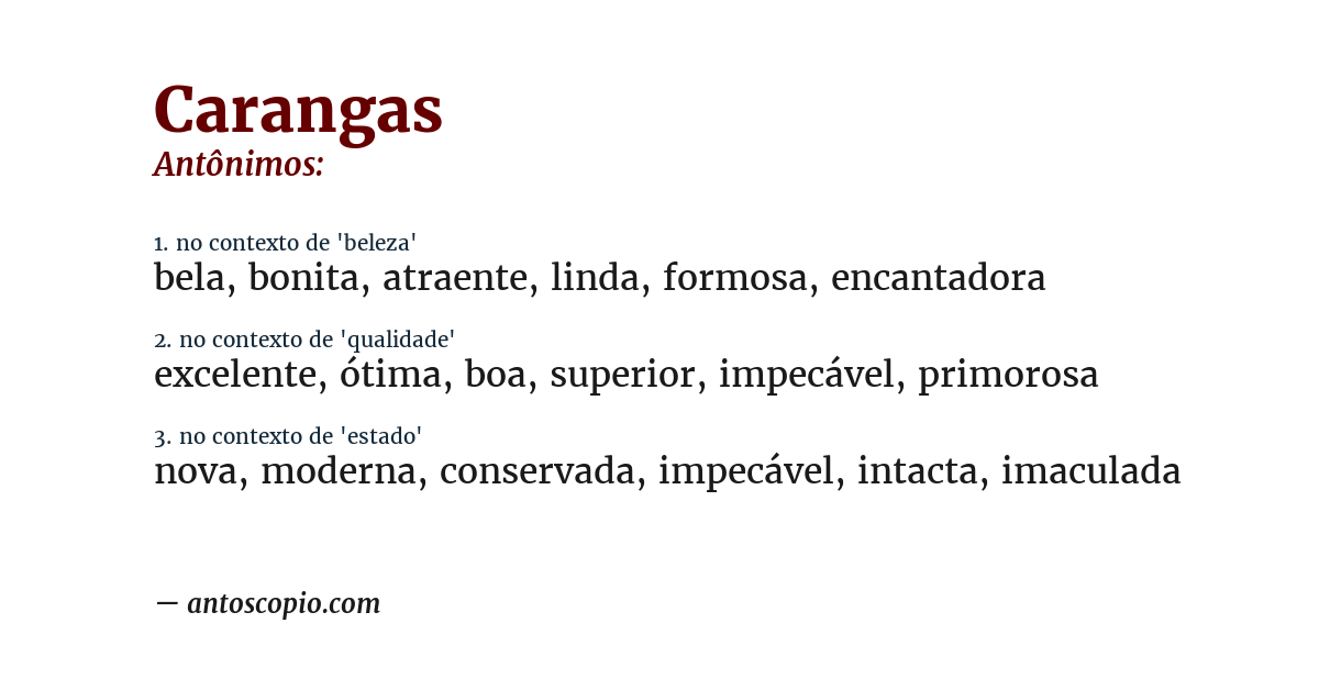 Antônimo de carangas