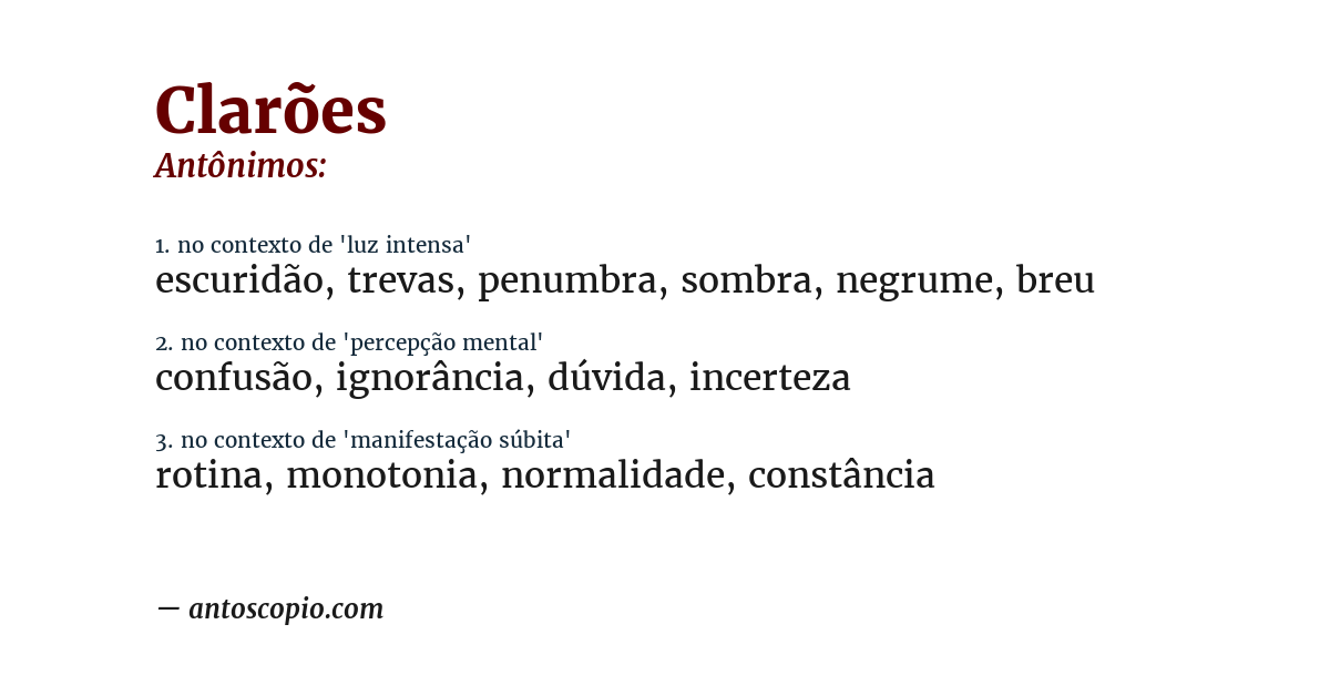 Antônimo de clarões