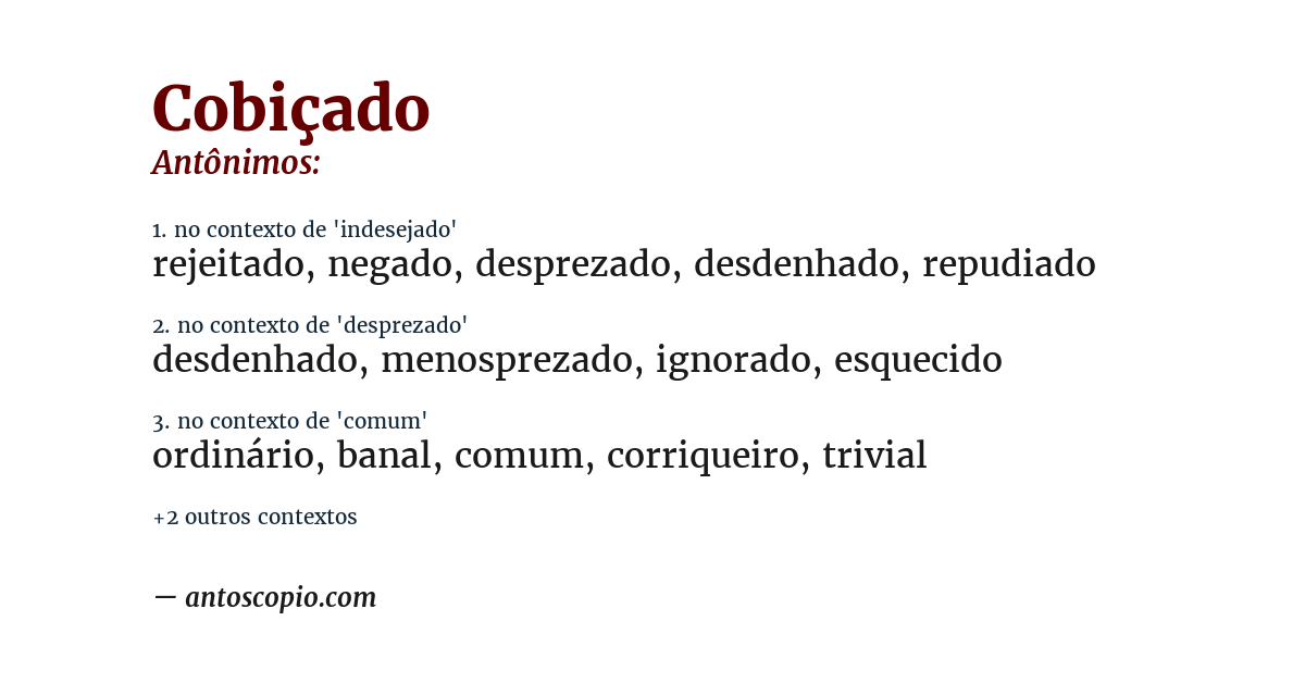 Antônimo de cobiçado