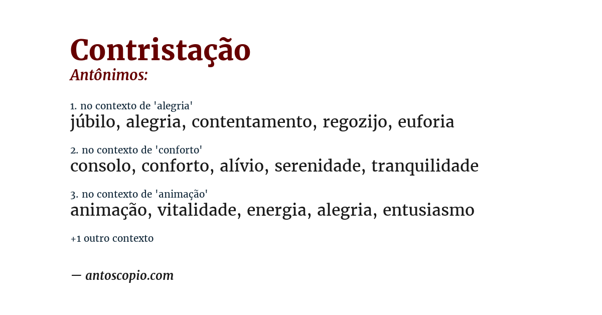 Antônimo de contristação
