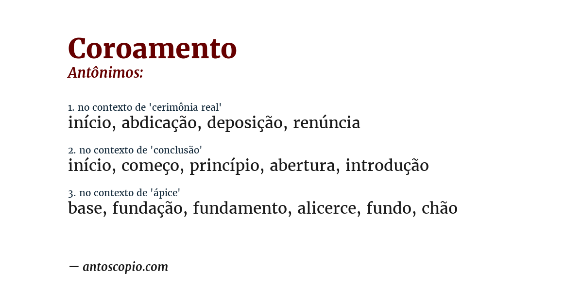 Antônimo de coroamento