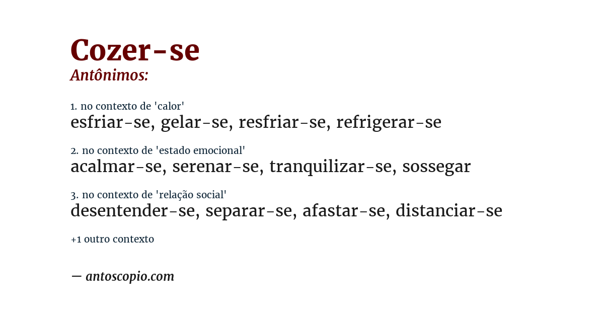 Antônimo de cozer-se