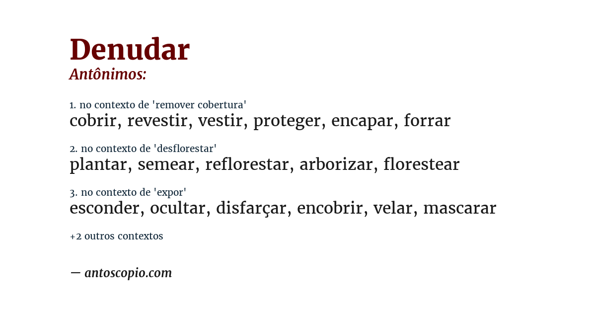 Antônimo de denudar