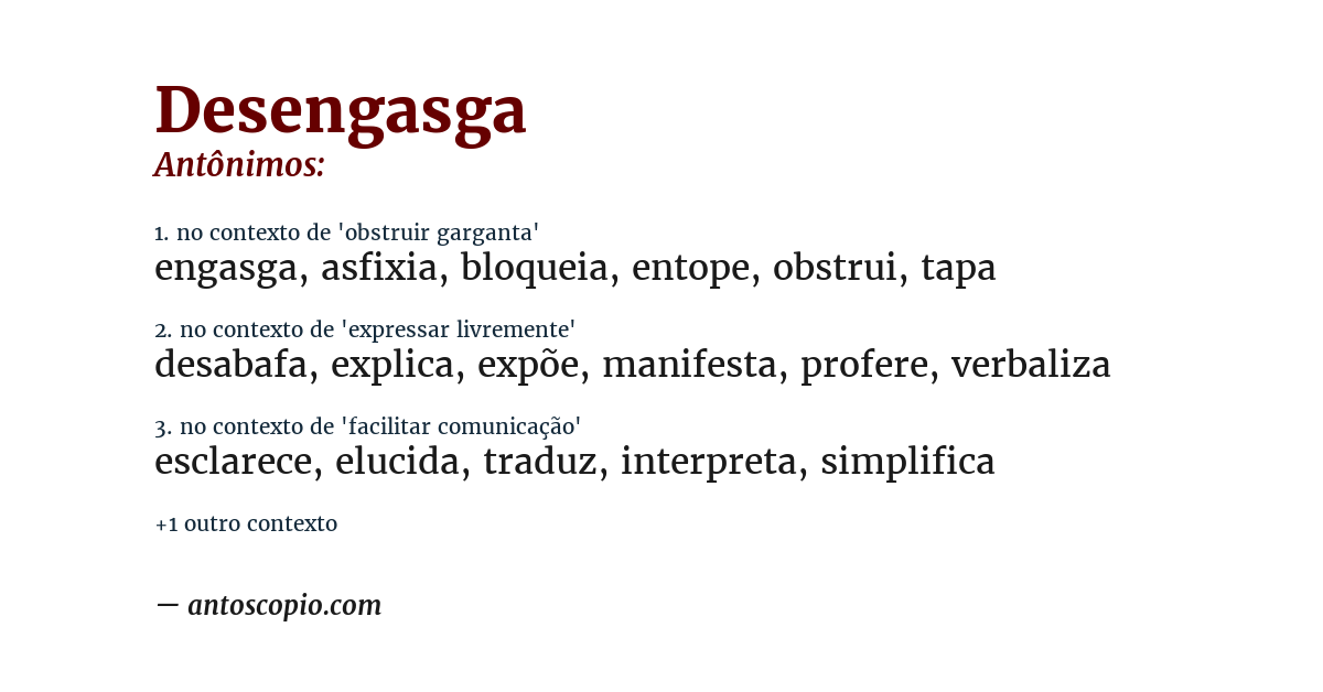 Antônimo de desengasga
