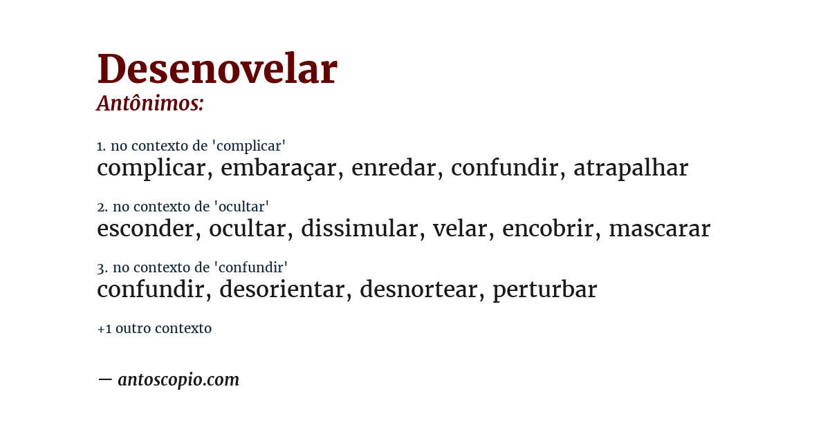 Antônimo de desenovelar