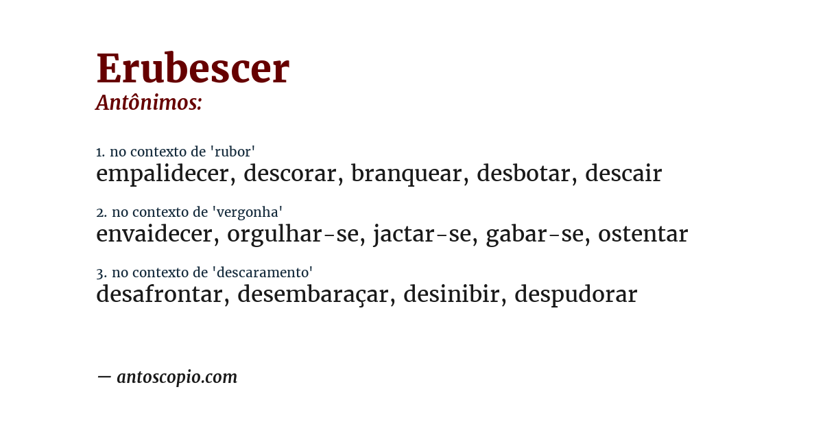 Antônimo de erubescer