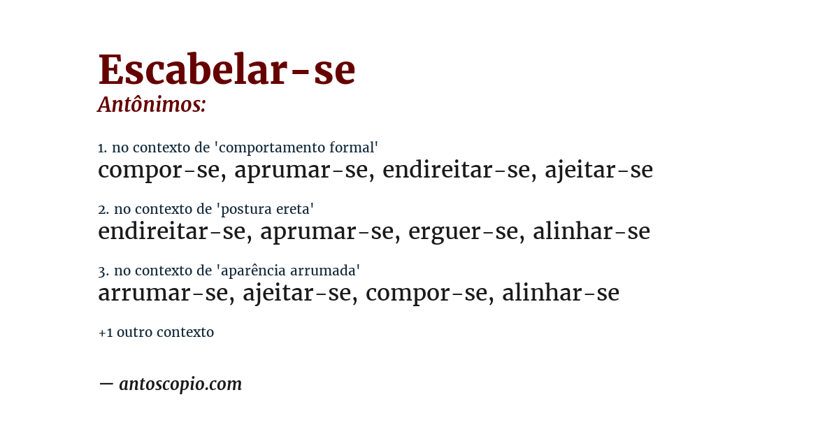 Antônimo de escabelar-se